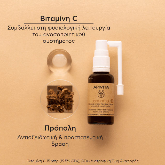 APIVITA - Βιολογικό Spray για το λαιμό με Πρόπολη & Αλθέα - 30ml
